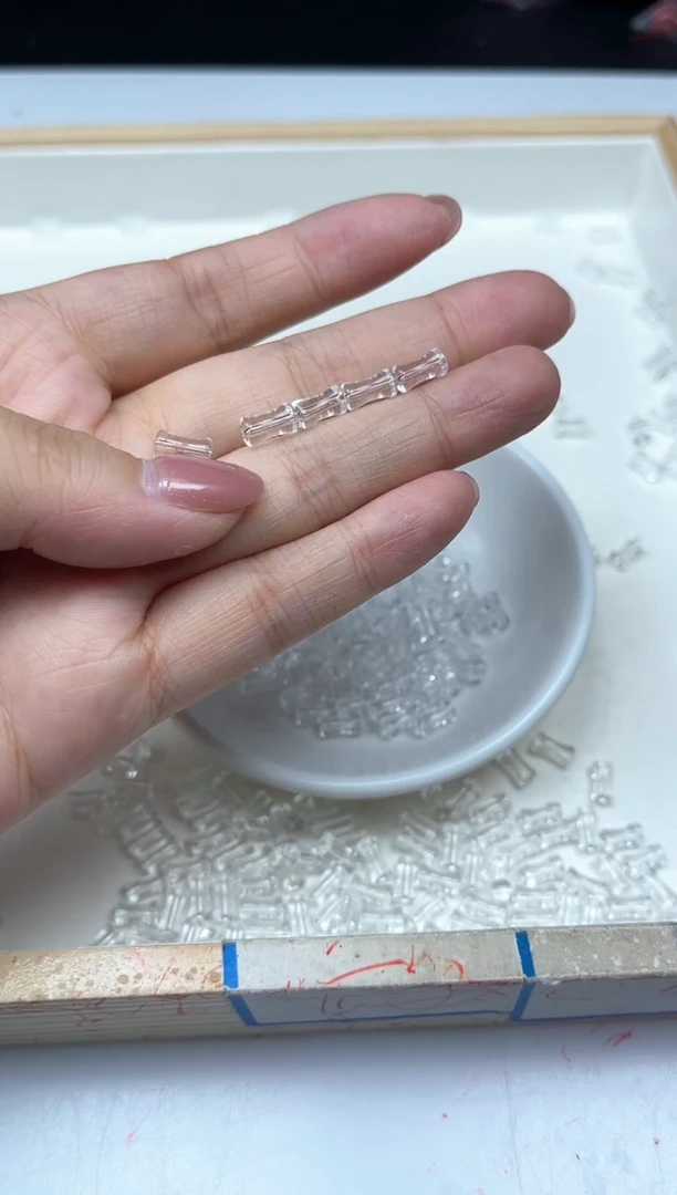 水晶珠宝半成品未镶嵌D88 白水晶小竹节4*8mm20颗12元