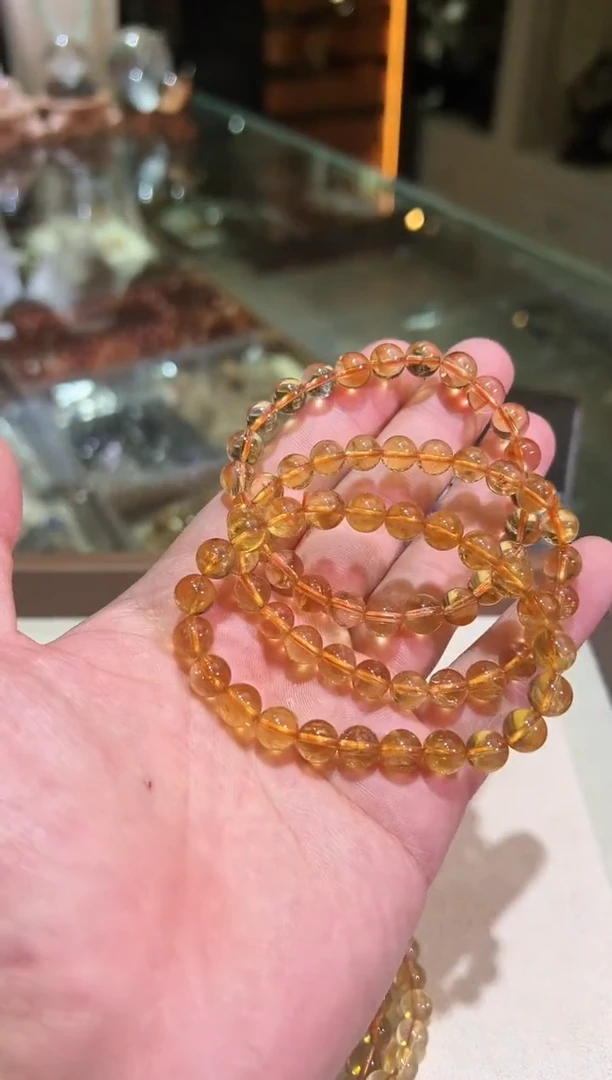 黄晶手链未镶嵌7.8mm+巴西金红暴力黄（多样性发一）