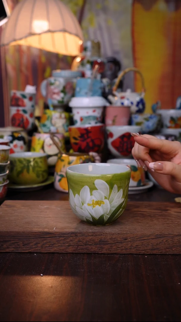 杯子陶泥垚手作 景德镇手工手绘陶瓷器物
