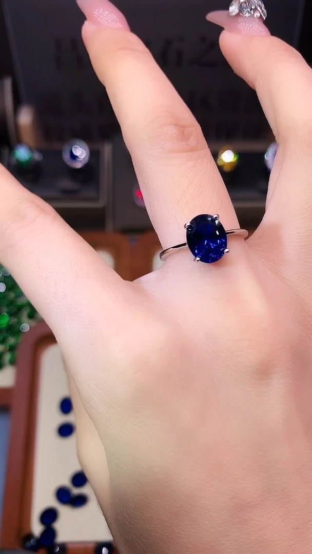 戒指蓝宝石银S925镶嵌........