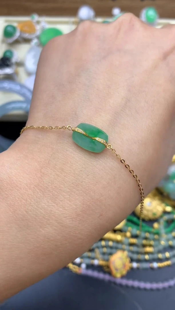 【闪购商品】翡翠手链18K金镶嵌242-中国好珍宝