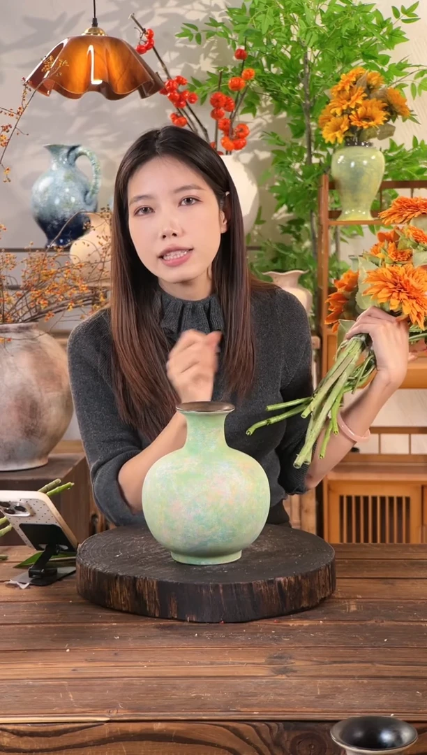 【睡莲-小圆墩】侘寂风复古风陶瓷花瓶插花花器新中式摆件