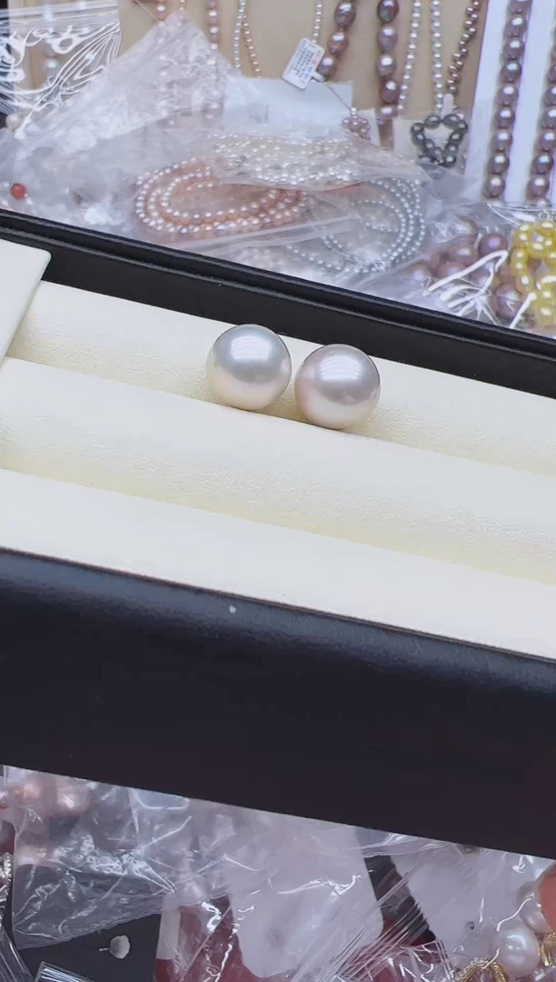 银S925镶嵌耳饰淡水珍珠耳钉