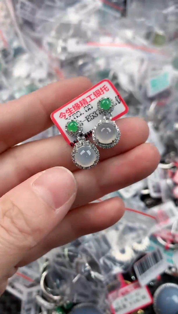 银S925镶嵌戒指翡翠555          8