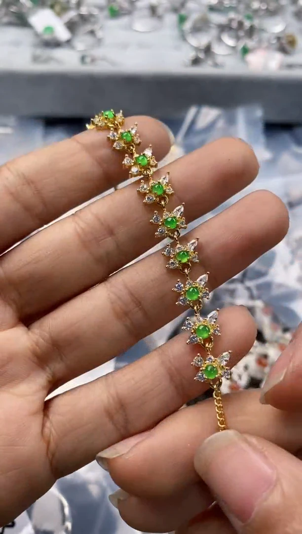 银S925镶嵌戒指翡翠555---7