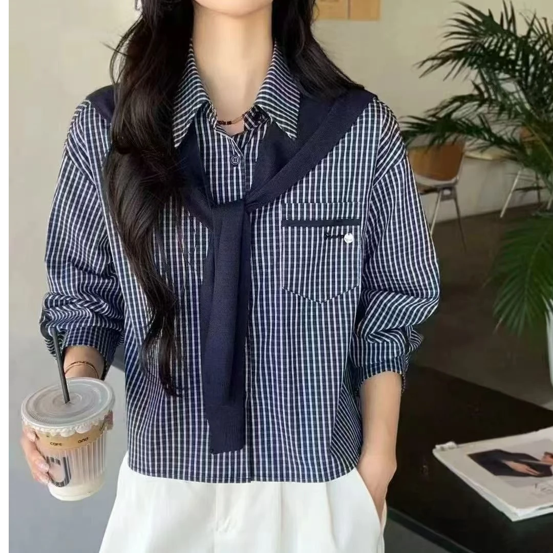 <AYT>简约通勤夏季成人长袖条纹衬衫百搭韩版衬衣宽松上衣