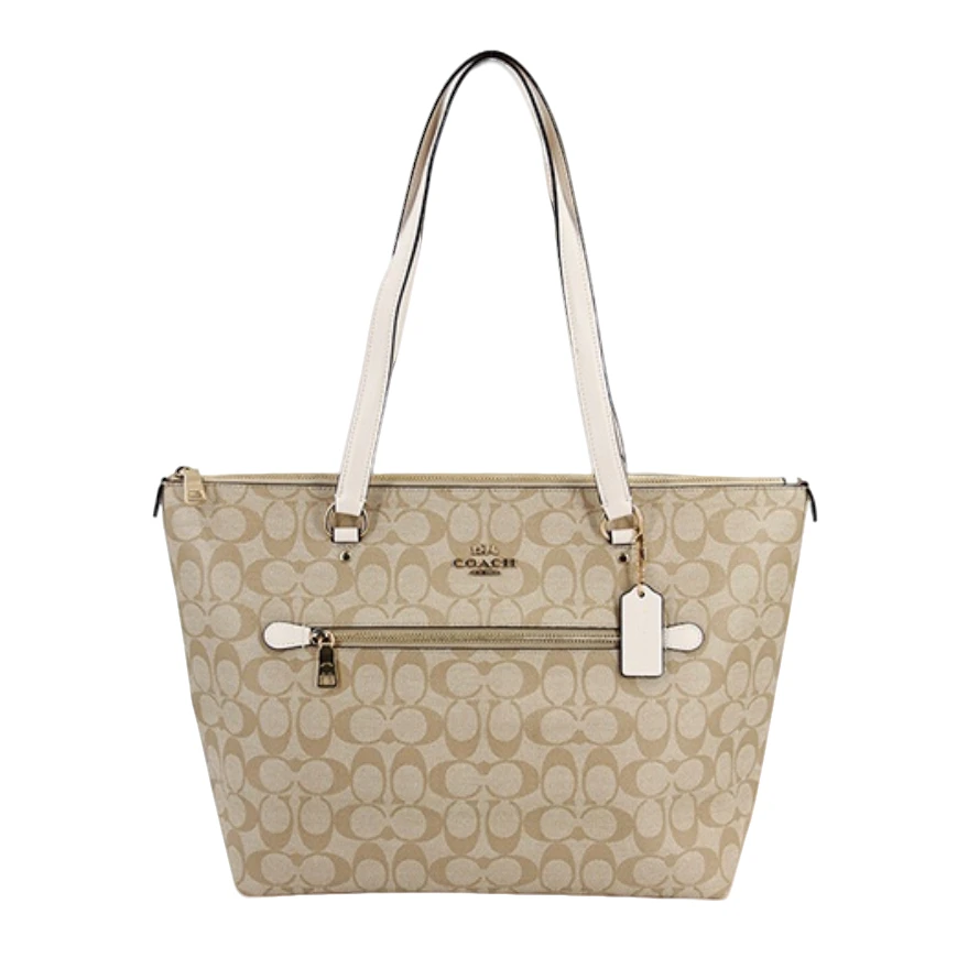 未使用 COACH/蔻驰 Gallery 32性吊饰滑皮革购物袋手提单肩包棕色