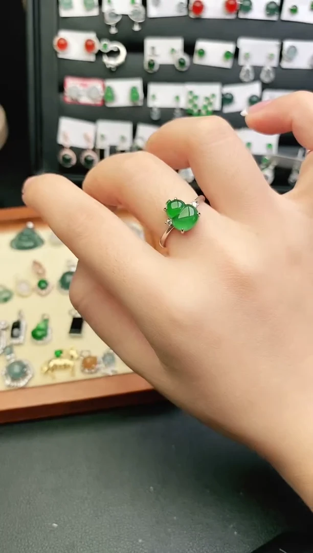 银S925镶嵌戒指翡翠0