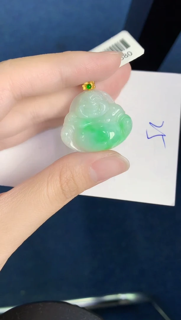 翡翠18K金镶嵌颈饰天然翡翠緬甸A貨