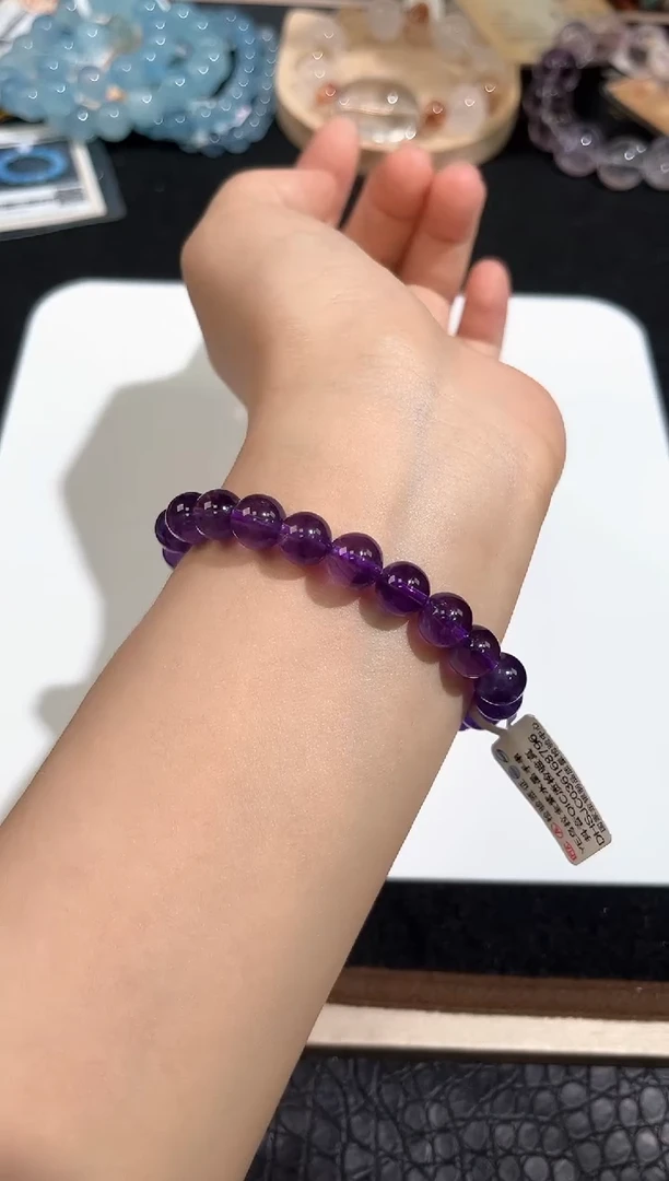 未镶嵌手链水晶26号乌拉圭紫水晶单圈8+mm