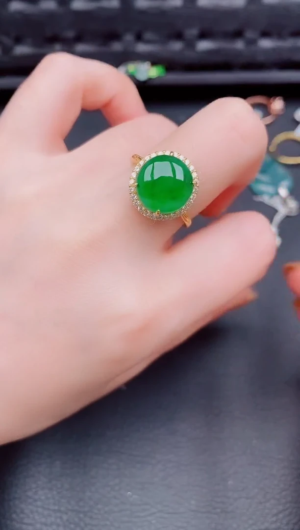 【闪购商品】翡翠戒指银S925镶嵌天然a货翡翠855