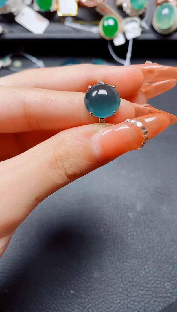 银S925镶嵌戒指翡翠翡翠