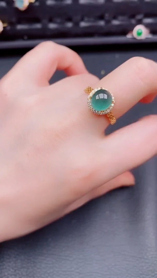 【闪购商品】翡翠戒指银S925镶嵌天然a货翡翠238