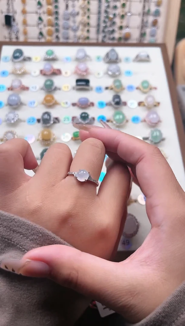 【闪购商品】翡翠戒指银S925镶嵌天然A货翡翠戒指