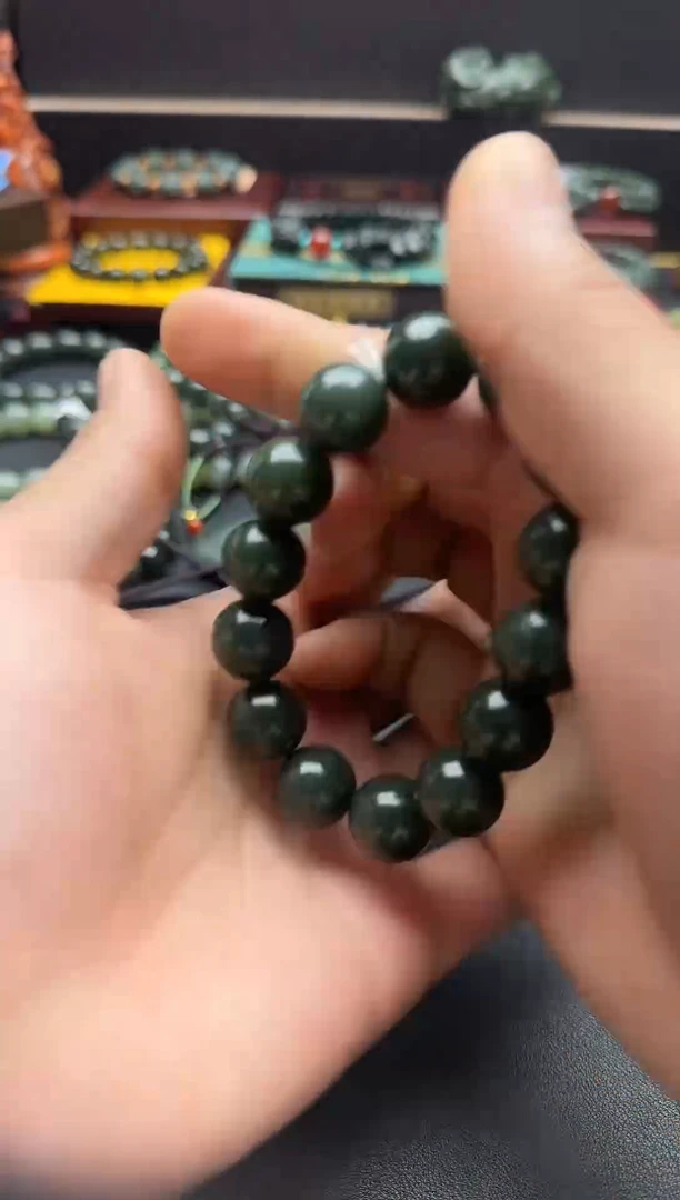 未镶嵌手链和田玉卡14圆形手串