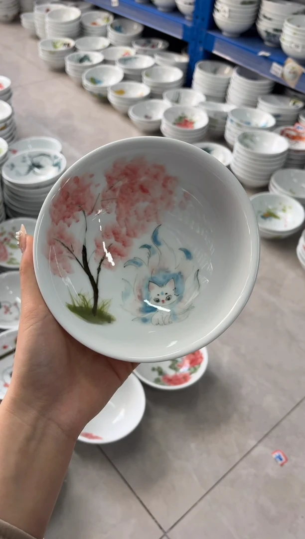 瓷片景德镇高温陶瓷食品级手绘釉中彩-壮壮碗