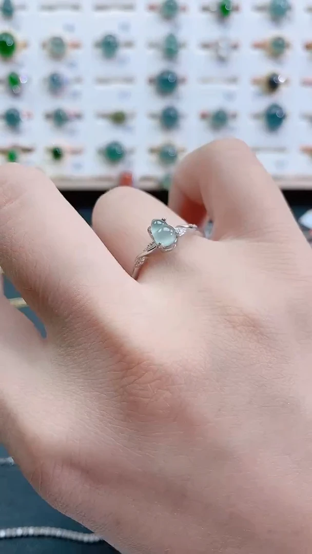 银S925镶嵌戒指翡翠天然翡翠