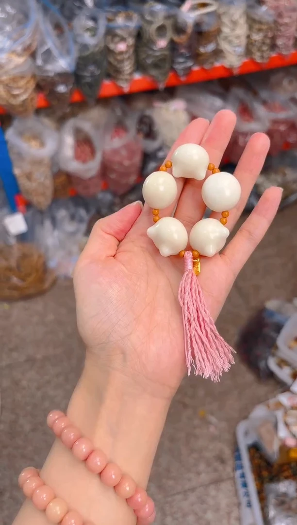 吊坠菩提根/象牙果白色小猫猫头手捻