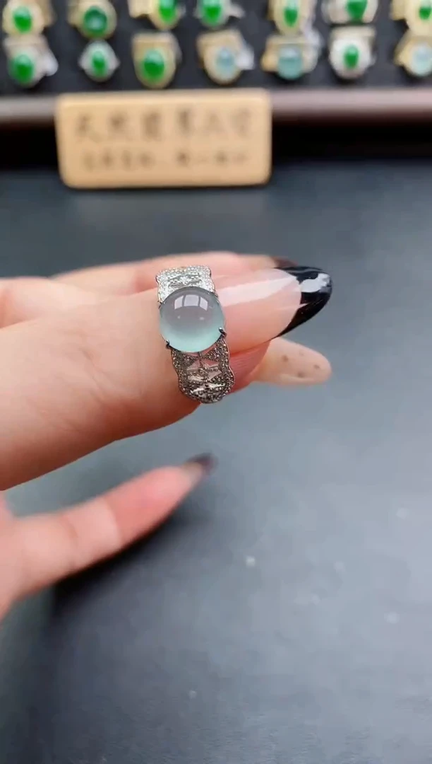 银S925镶嵌戒指翡翠1