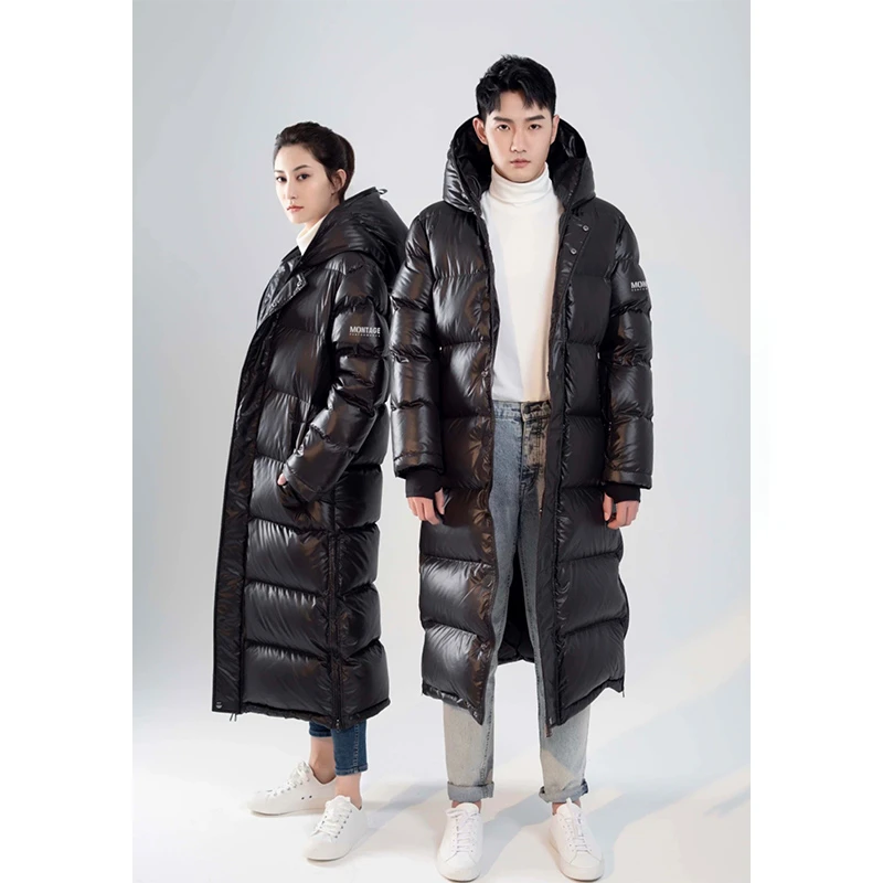 际华电影人同款加厚长款羽绒服男连帽白鸭绒保暖外套女冬2025新款