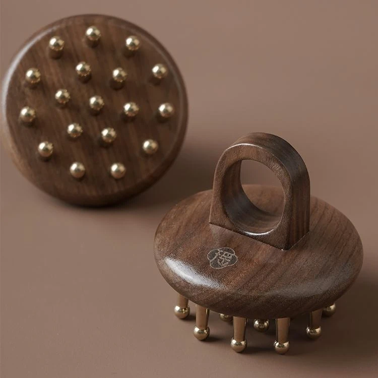 瑶之淘淘头皮深度按摩实心黄铜齿梳头部疏通全身刮痧便捷刮痧解压