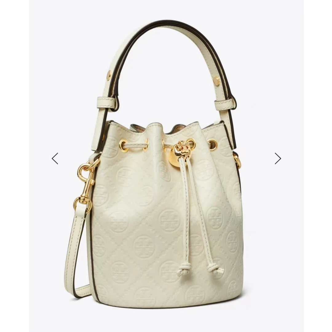 tory burch  MONOGRAM 迷你白色斜挎水桶包158530-921