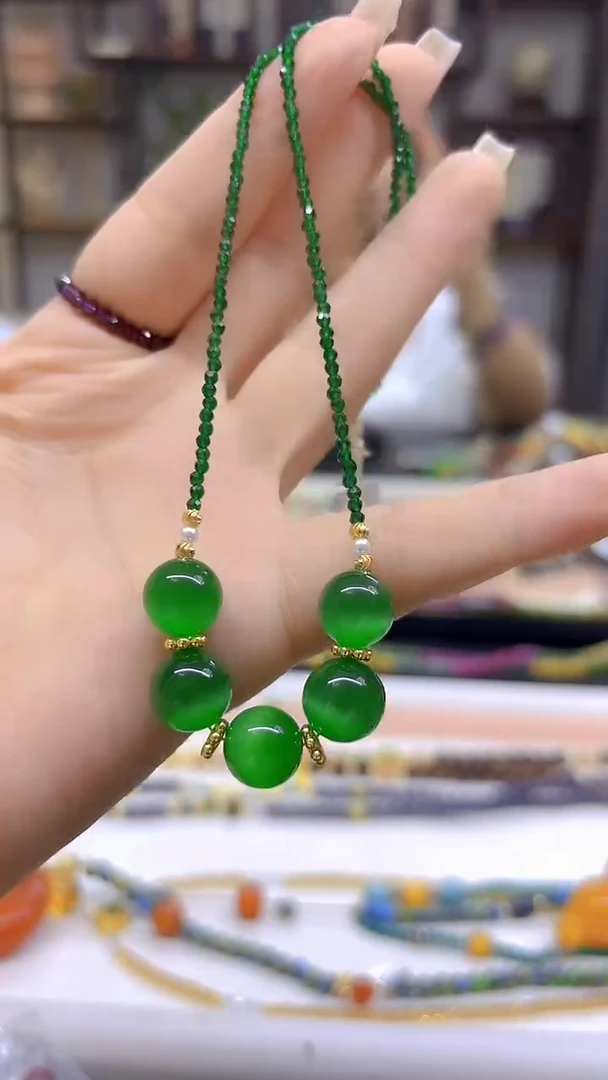 未镶嵌颈饰碧玺猫眼DIY款X559