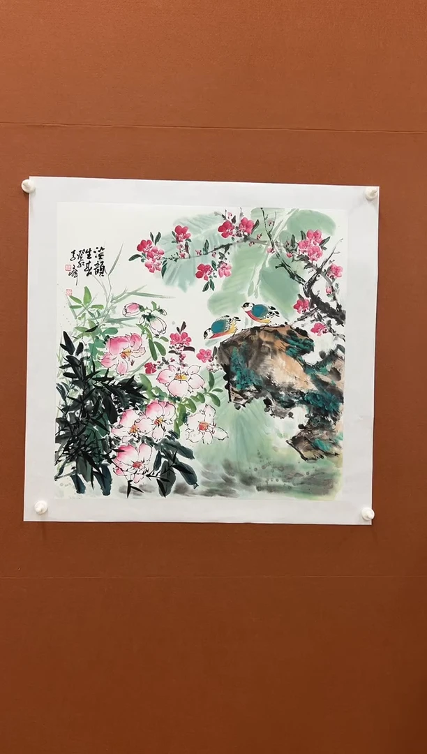 国画李文峰四尺斗方花鸟