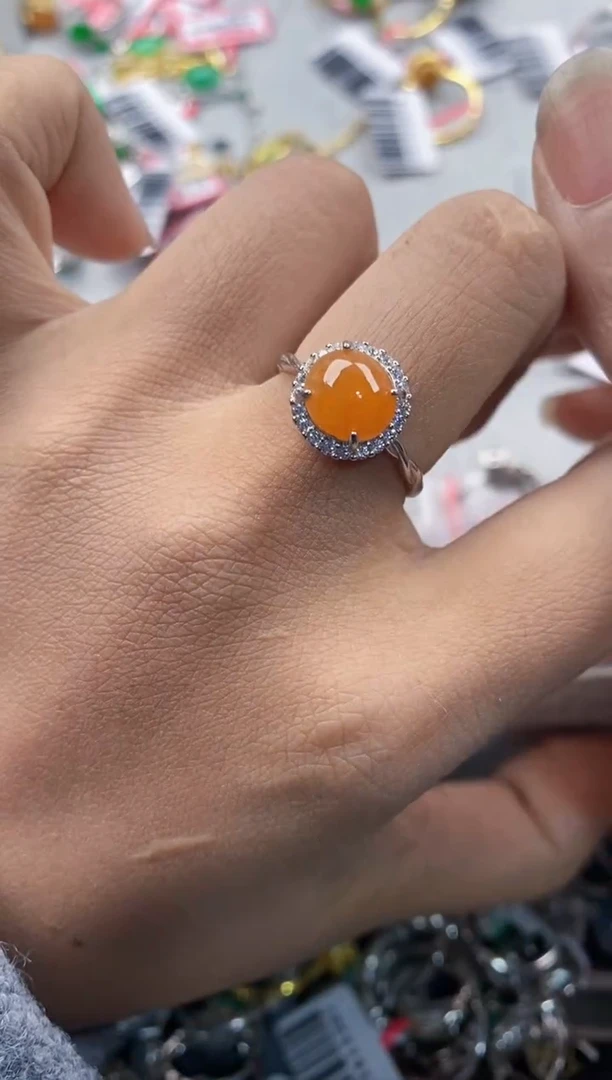 银S925镶嵌戒指翡翠999---5