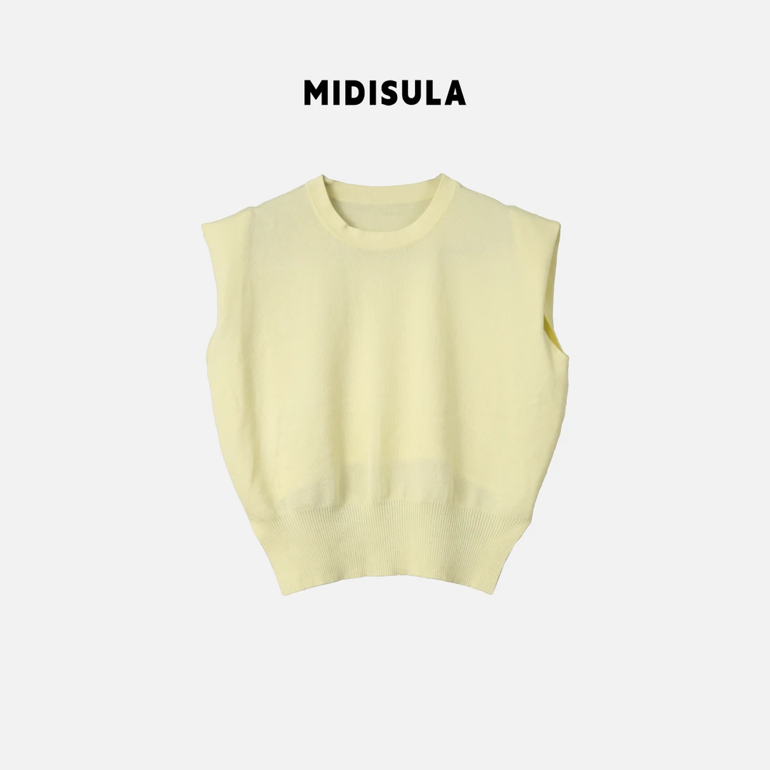 MDSL·夏季宽松显瘦露背系带前长后短无袖背心#0836