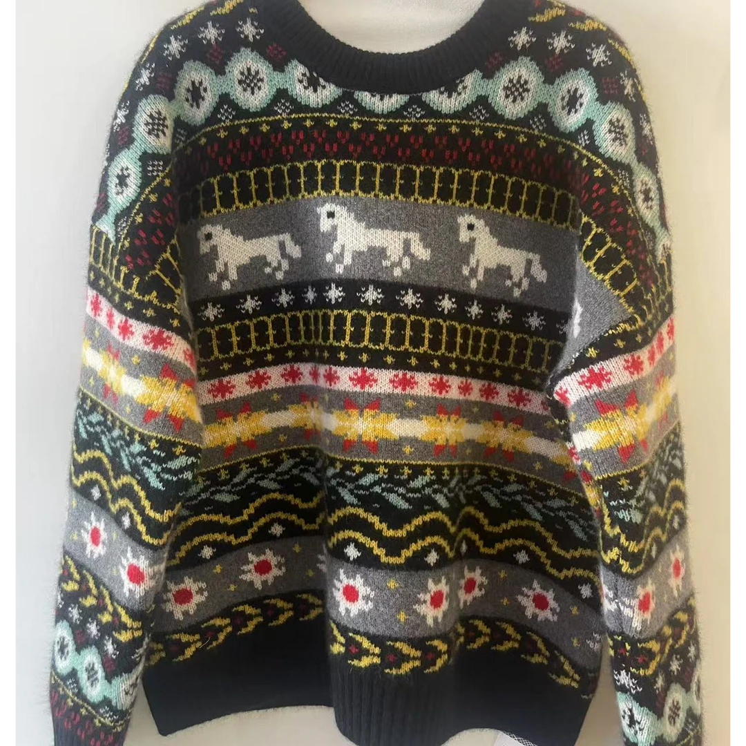 【费尔岛】秋冬新款高等级重磅高克重加厚软糯亲肤山羊绒针织衫