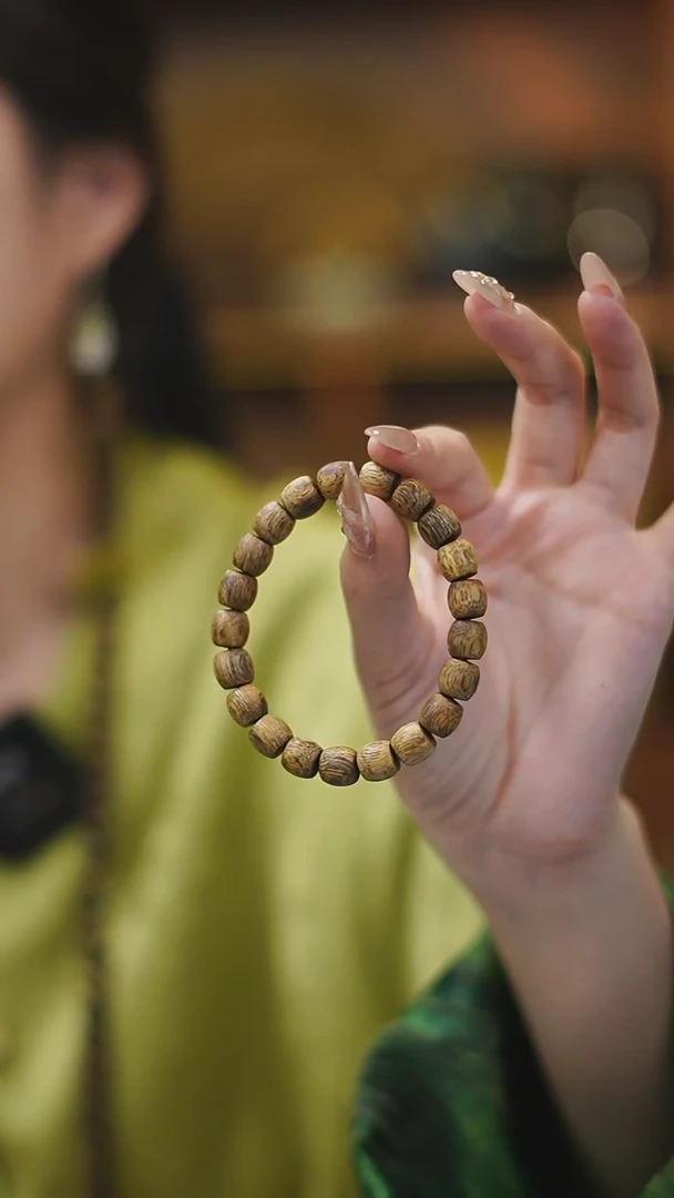 沉香手串9mm汝湖金丝油鼓珠单圈6多样性发一