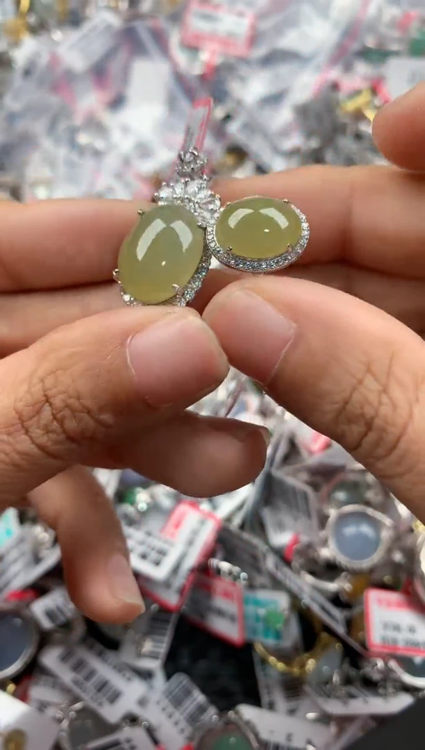 银S925镶嵌戒指翡翠555      7