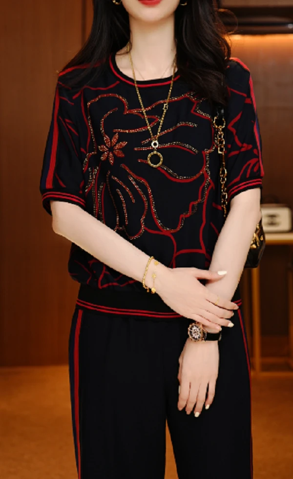 夜澜花影-新款2025时尚舒适百搭减龄优雅轻奢气质套装