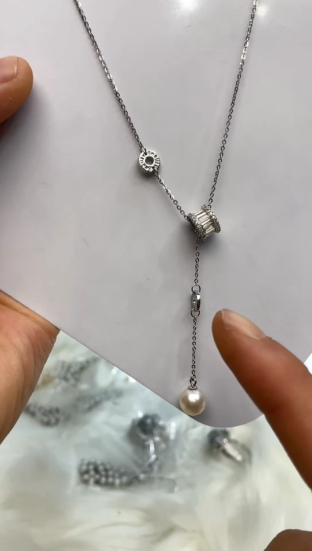海水珍珠银S925镶嵌颈饰8-9