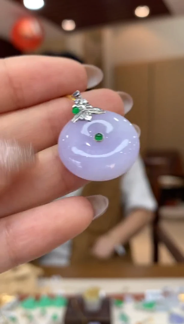 吊坠(不含链)18K金镶嵌翡翠平安扣