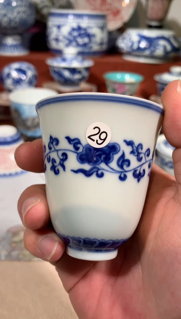 【闪购商品】杯子29青花缠枝纹铃铛杯
