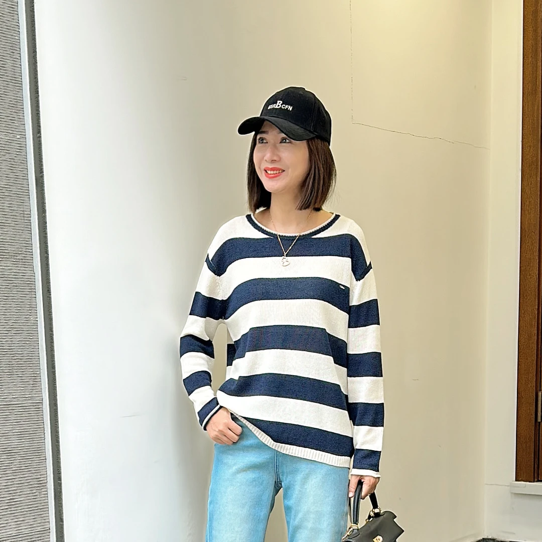 横条拼色罩衫#时尚百搭气质显瘦撞色