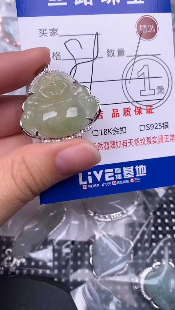 翡翠银S925镶嵌颈饰挂件