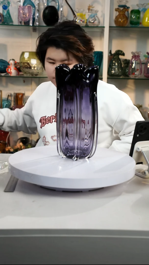 【闪购商品】琉璃【弘扬】高30轻奢琉璃花器微瑕福利