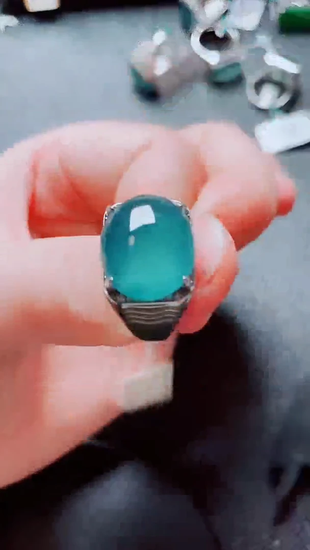 银S925镶嵌戒指翡翠1