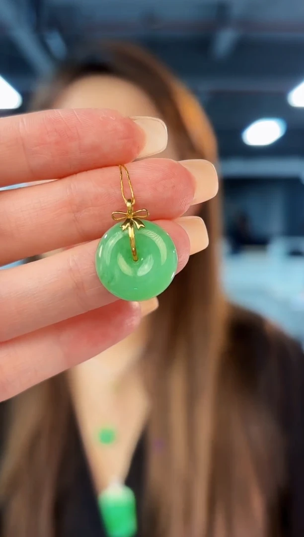 翡翠18K金镶嵌颈饰 缅料A货/支持复检/一件