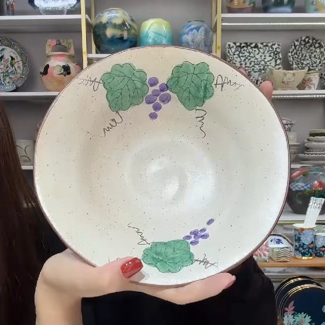 【单支】日本进口织部葡萄深盘20cm