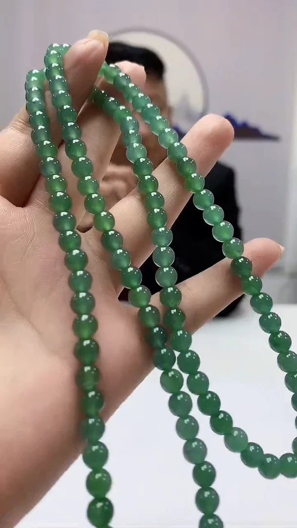 【闪购商品】定制翡翠未镶嵌4969ms-毛货120珠链