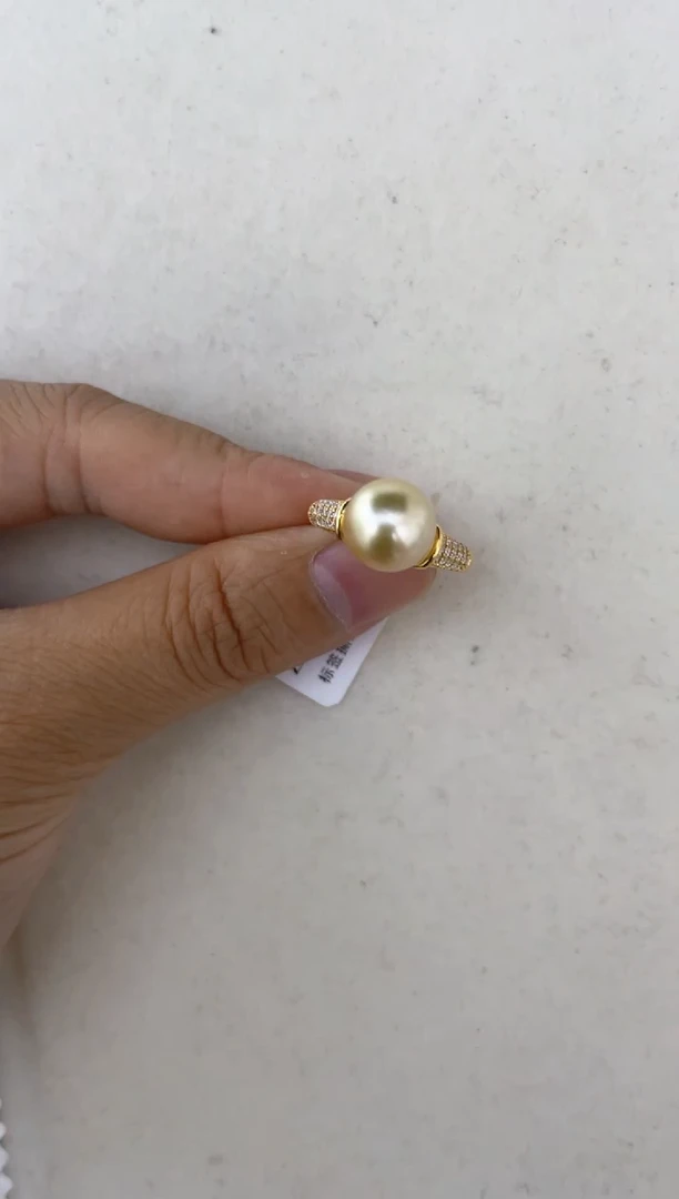 银S925镶嵌海水珍珠耳饰戒指9-10