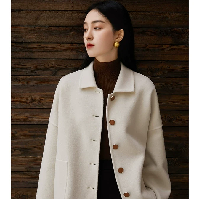 笑涵阁 口碑黄金比 手工双面呢H家短款/长款大衣外套DYM664751VG