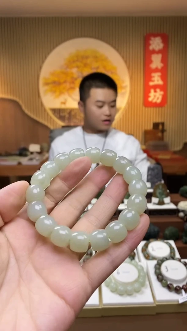 和田玉手串12未镶嵌多样性随机发一