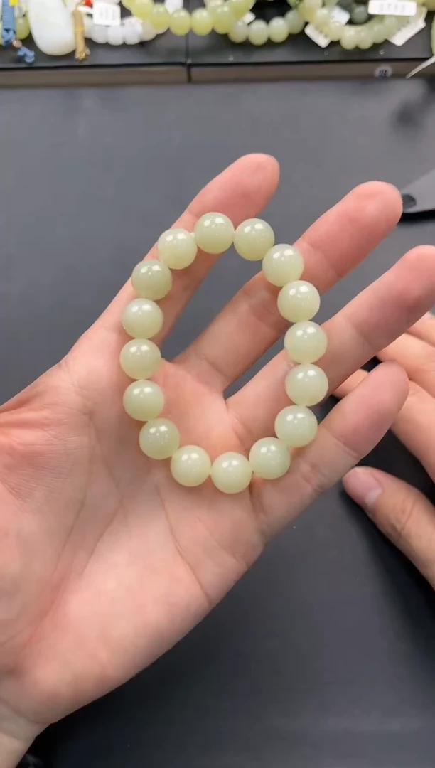 未镶嵌手串和田玉若羌李保国矿手串卡12微色差