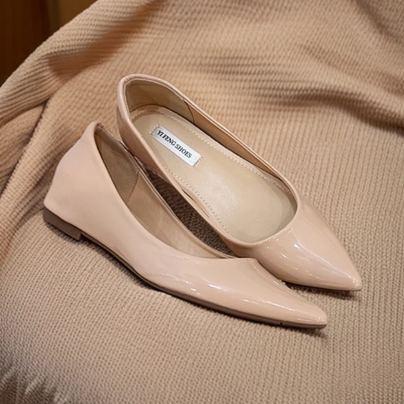 时尚法式单鞋春秋春季内增高增高高跟百搭浅口平底尖头女鞋轻奢