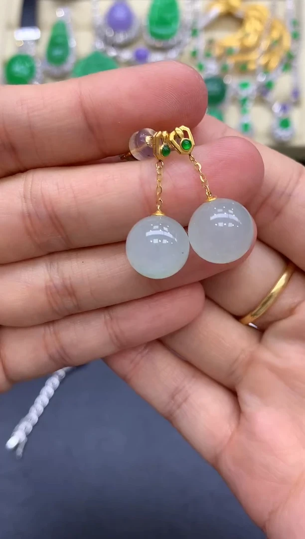 18K金镶嵌翡翠耳饰209-中国好珍宝